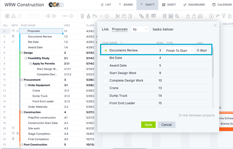 لیست کردن وظایف پروژه و شناسایی وابستگی های وظایف