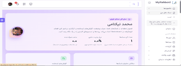بخش های مختلف تسک های من در مای راهبرد