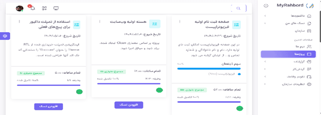ساختار کلی بخش پروژه ها
